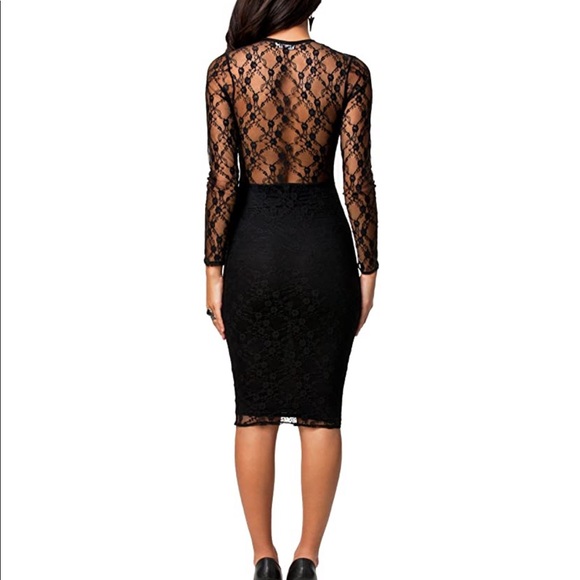 All over black lace knee length - Picture 3 of 8